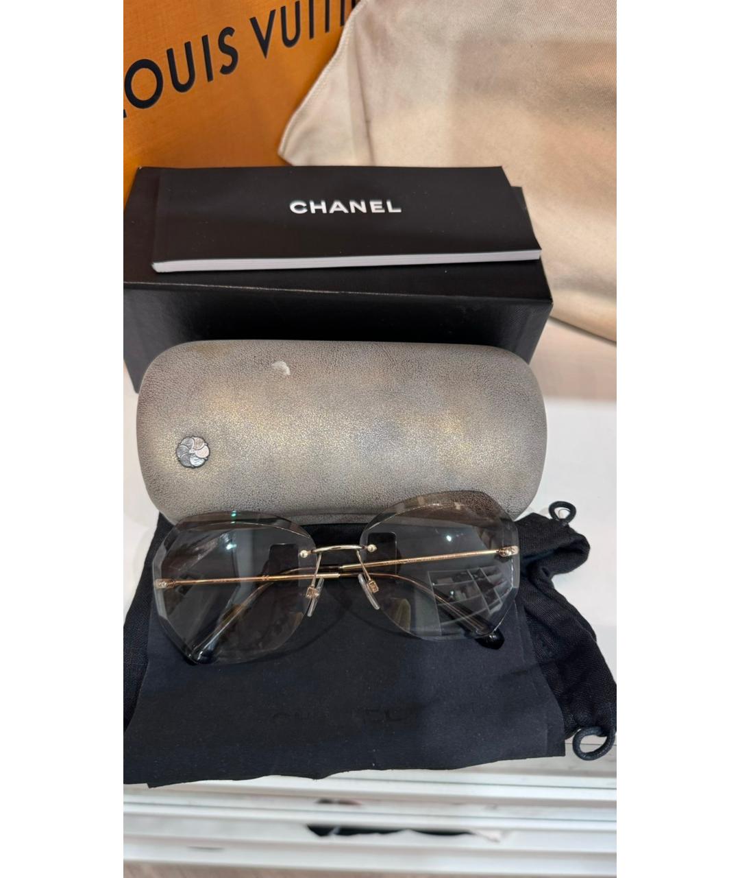 CHANEL PRE-OWNED Бежевые солнцезащитные очки, фото 5