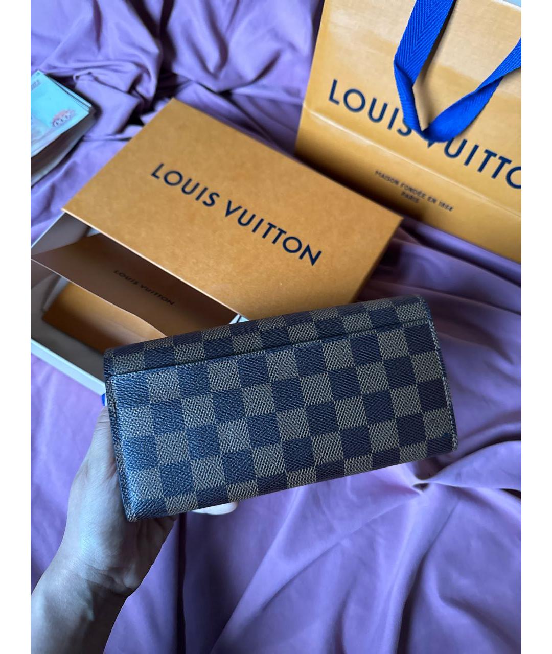 LOUIS VUITTON Коричневый кожаный кошелек, фото 3