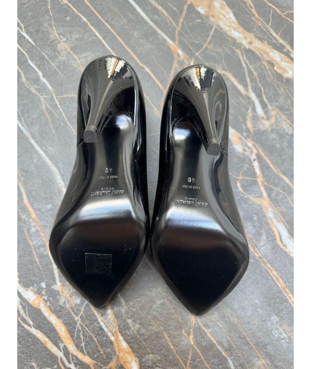 SAINT LAURENT Черные туфли из лакированной кожи, фото 3