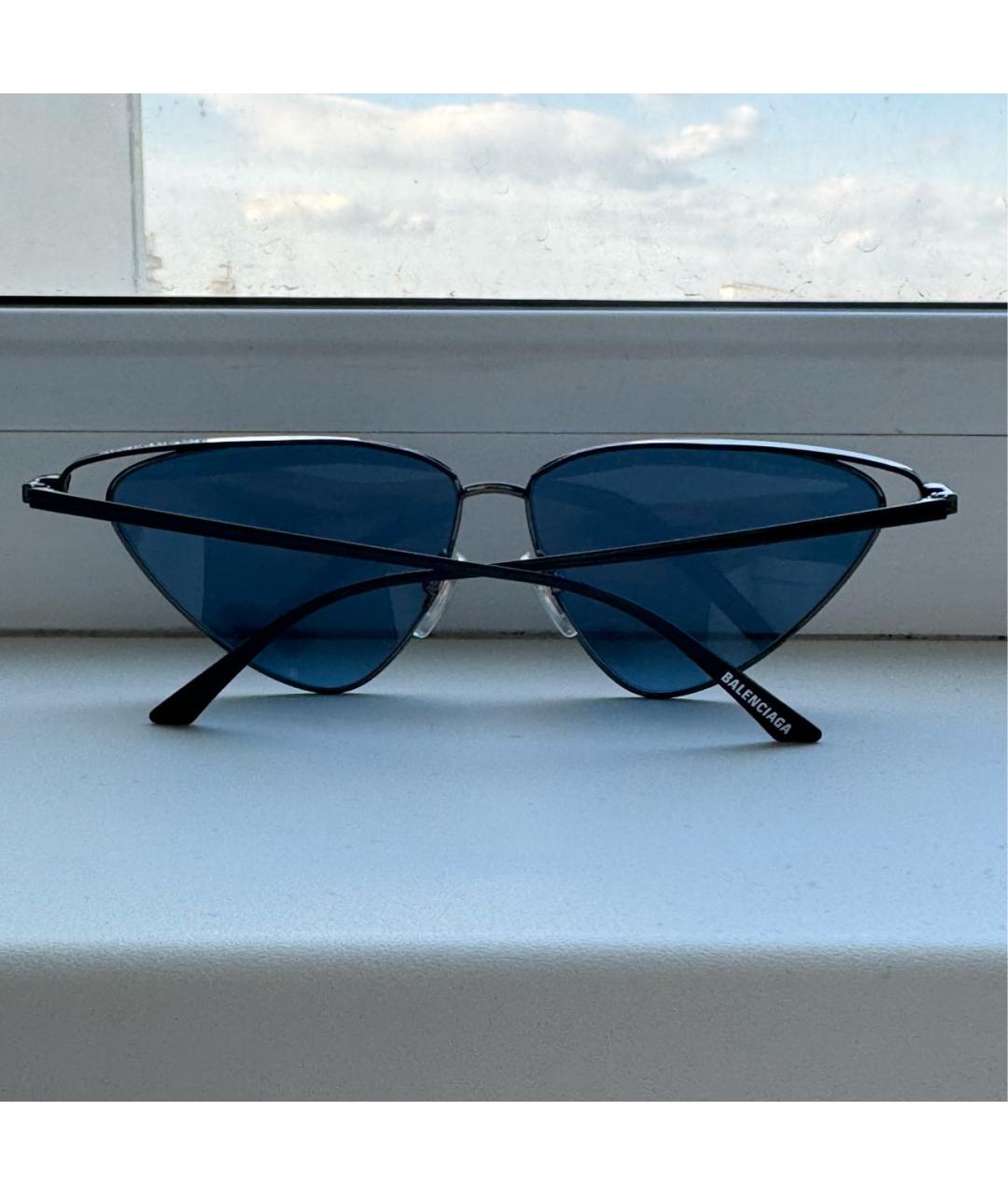 BALENCIAGA Голубые металлические солнцезащитные очки, фото 2