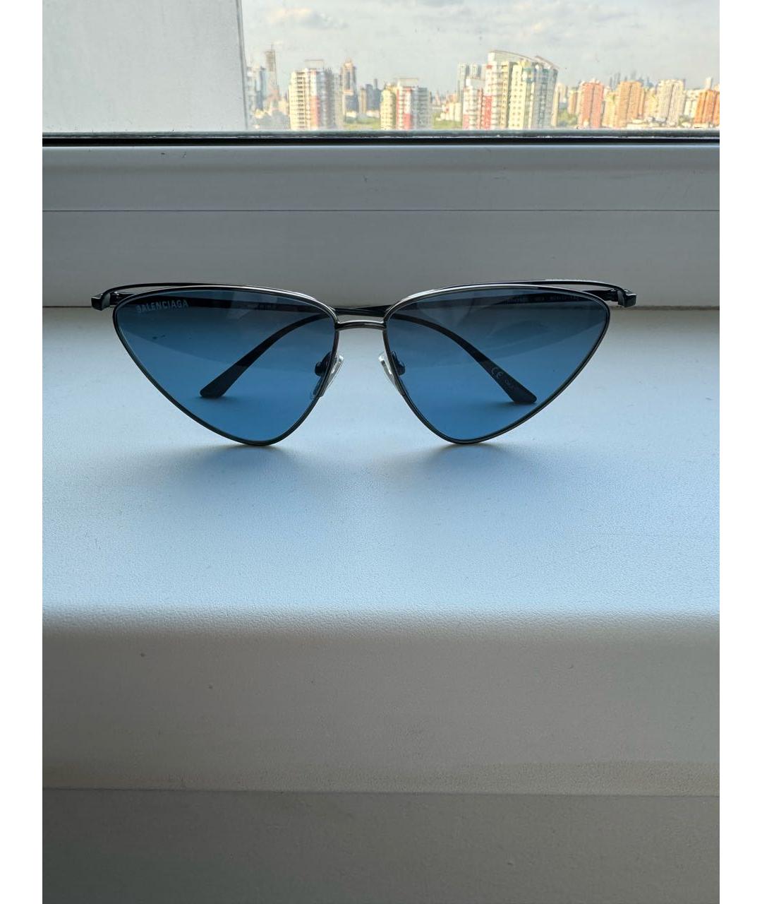 BALENCIAGA Голубые металлические солнцезащитные очки, фото 5