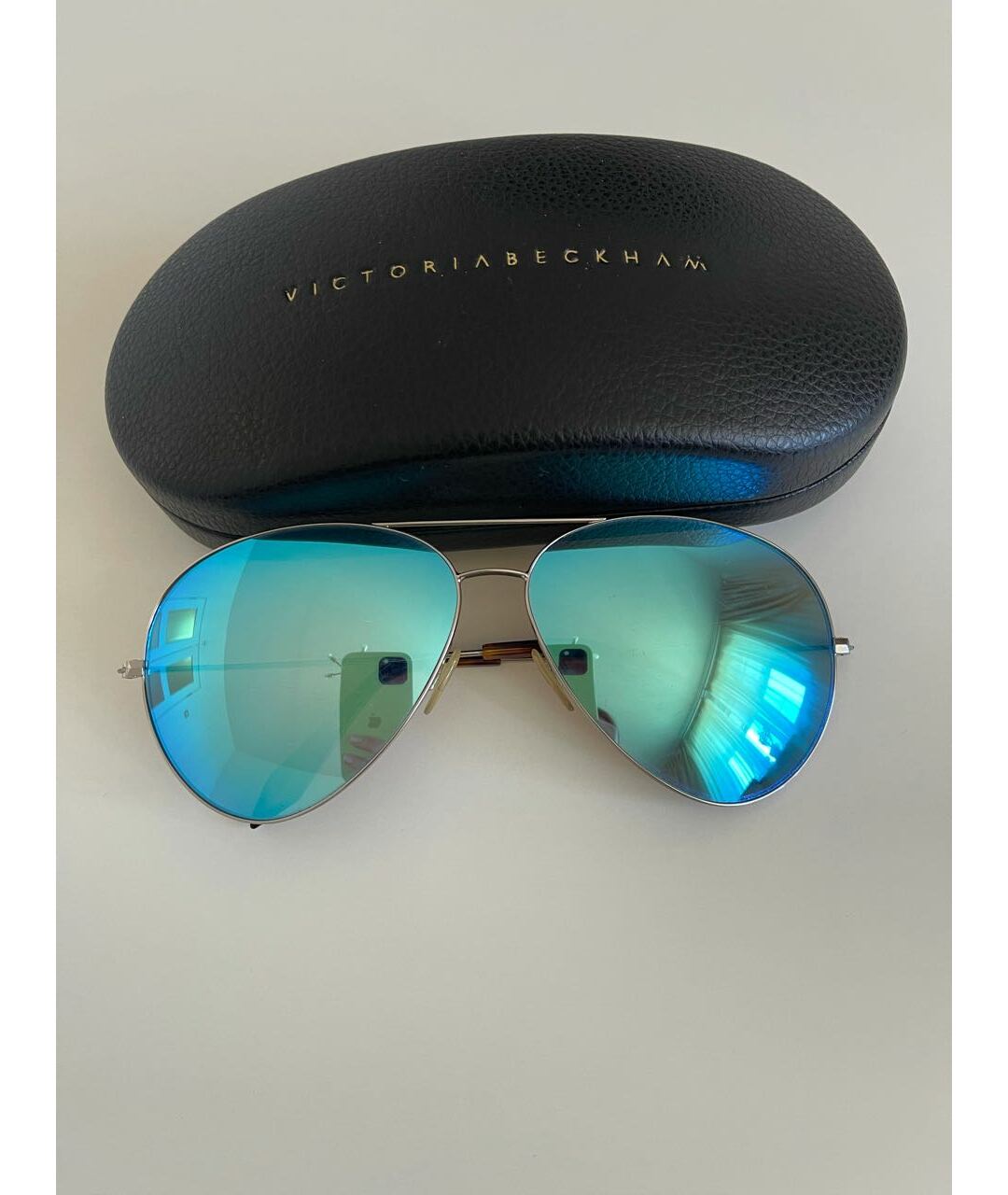 VICTORIA BECKHAM Голубые металлические солнцезащитные очки, фото 5