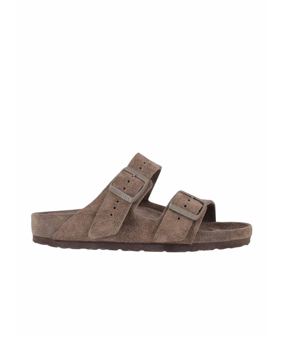 BIRKENSTOCK Коричневые замшевые сандалии, фото 1