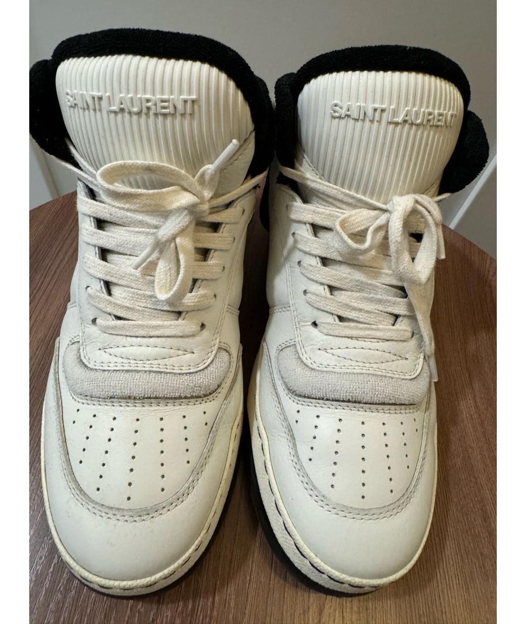 SAINT LAURENT Белые кожаные кроссовки, фото 3