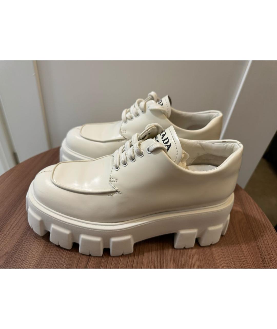 PRADA Белые кожаные брогги и оксфорды, фото 8