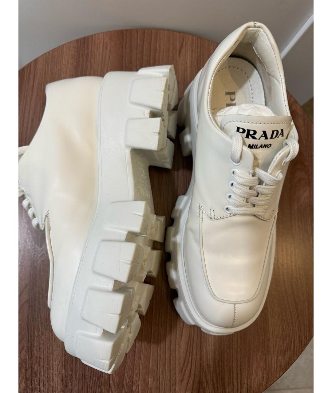PRADA Белые кожаные брогги и оксфорды, фото 7