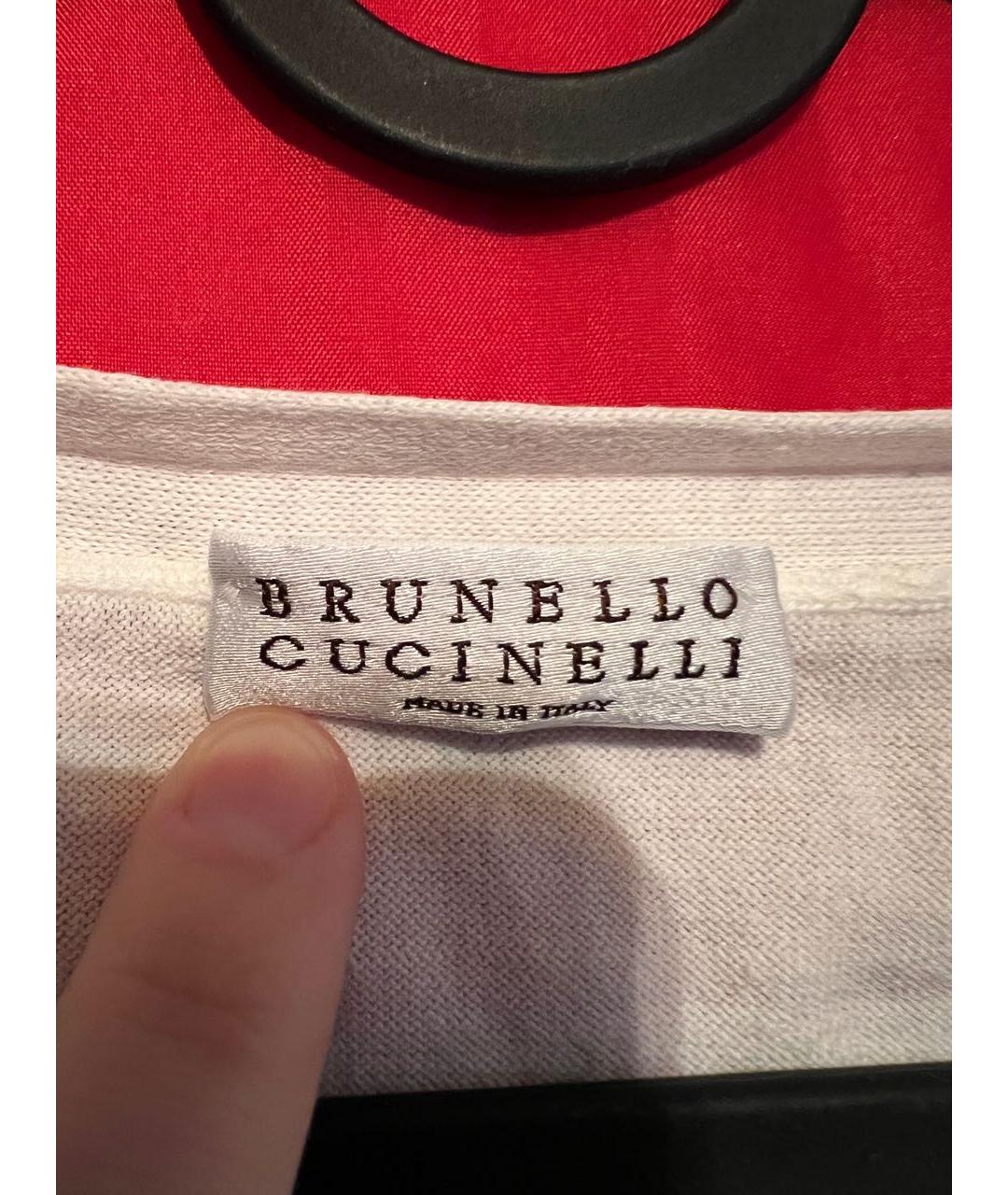 BRUNELLO CUCINELLI Белая хлопковая футболка, фото 3