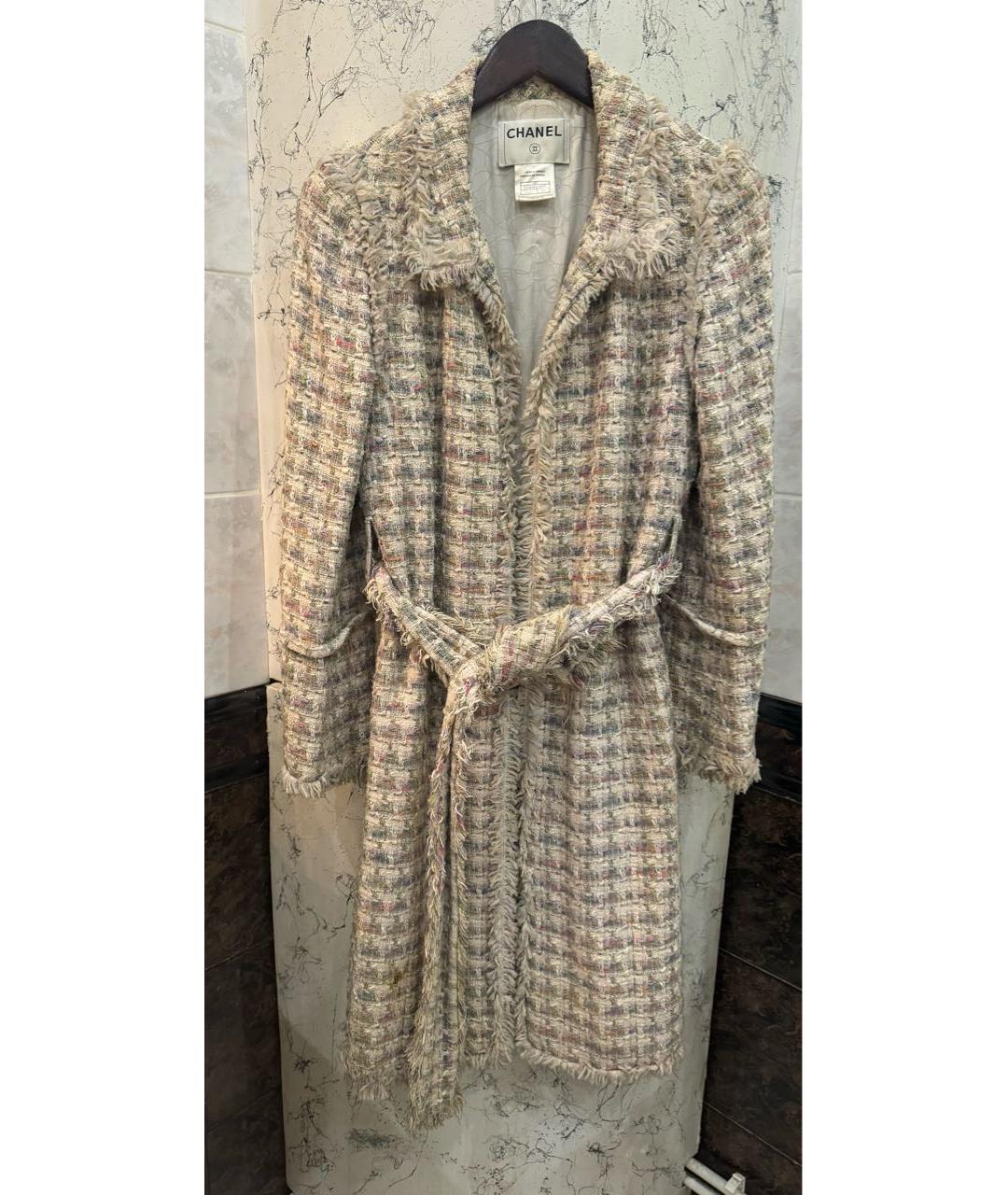CHANEL PRE-OWNED Бежевое хлопковое пальто, фото 4