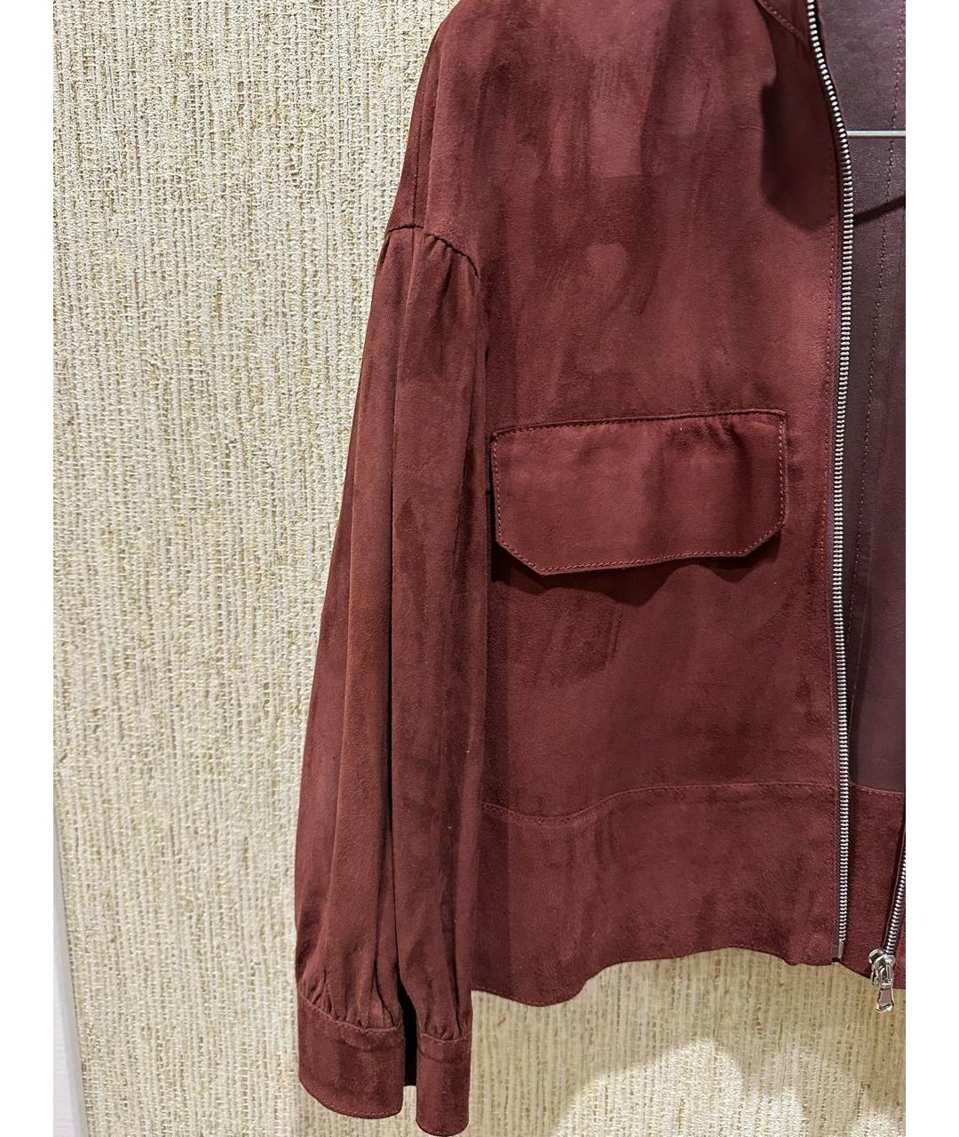 SPORTMAX Бордовая замшевая куртка, фото 4