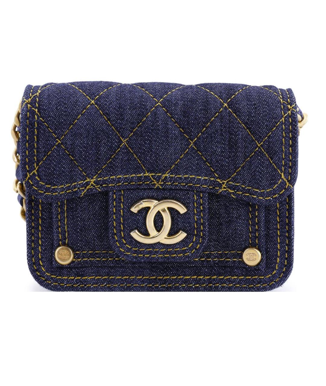 CHANEL PRE-OWNED Темно-синяя тканевая сумка через плечо, фото 2