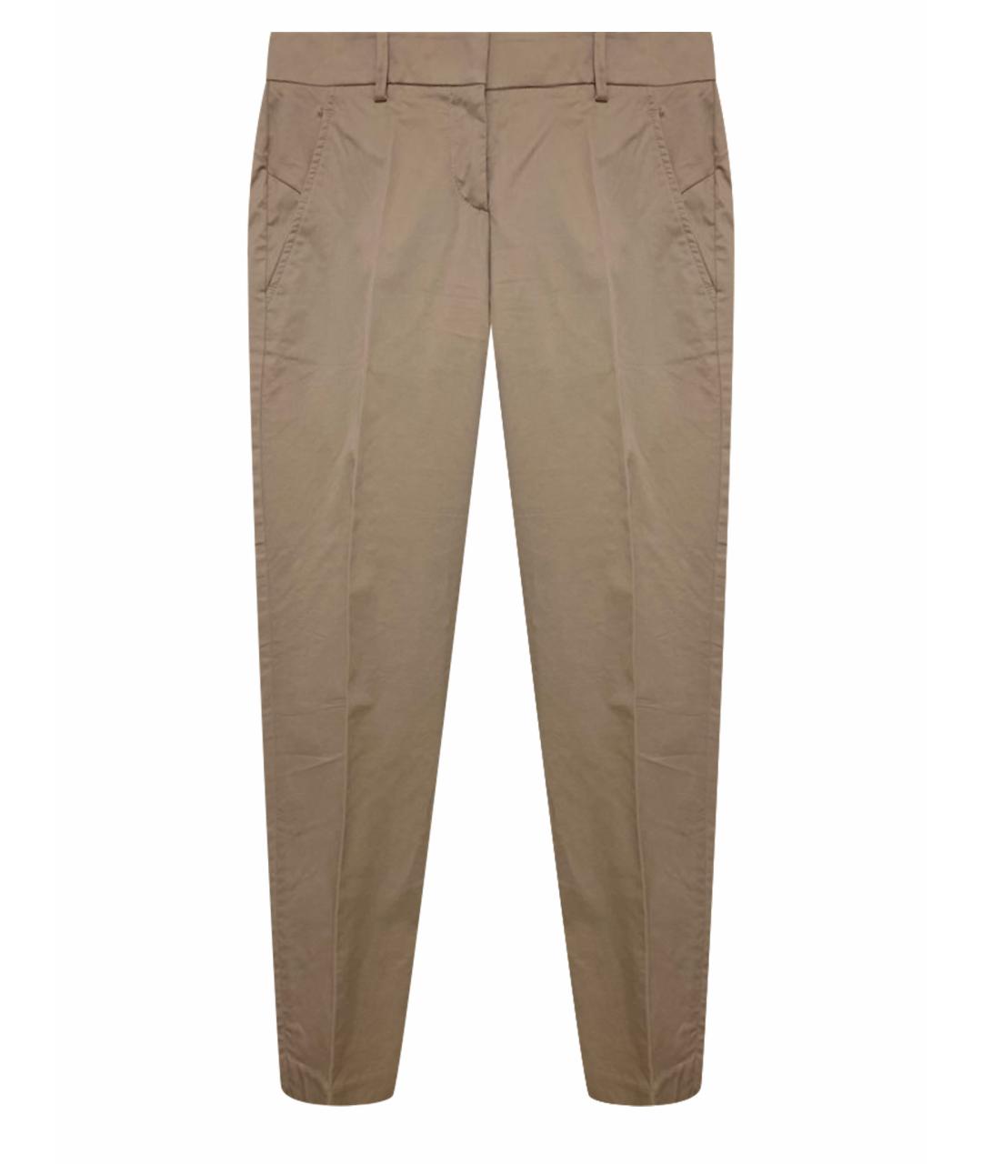 BRUNELLO CUCINELLI Бежевые хлопко-эластановые брюки узкие, фото 1