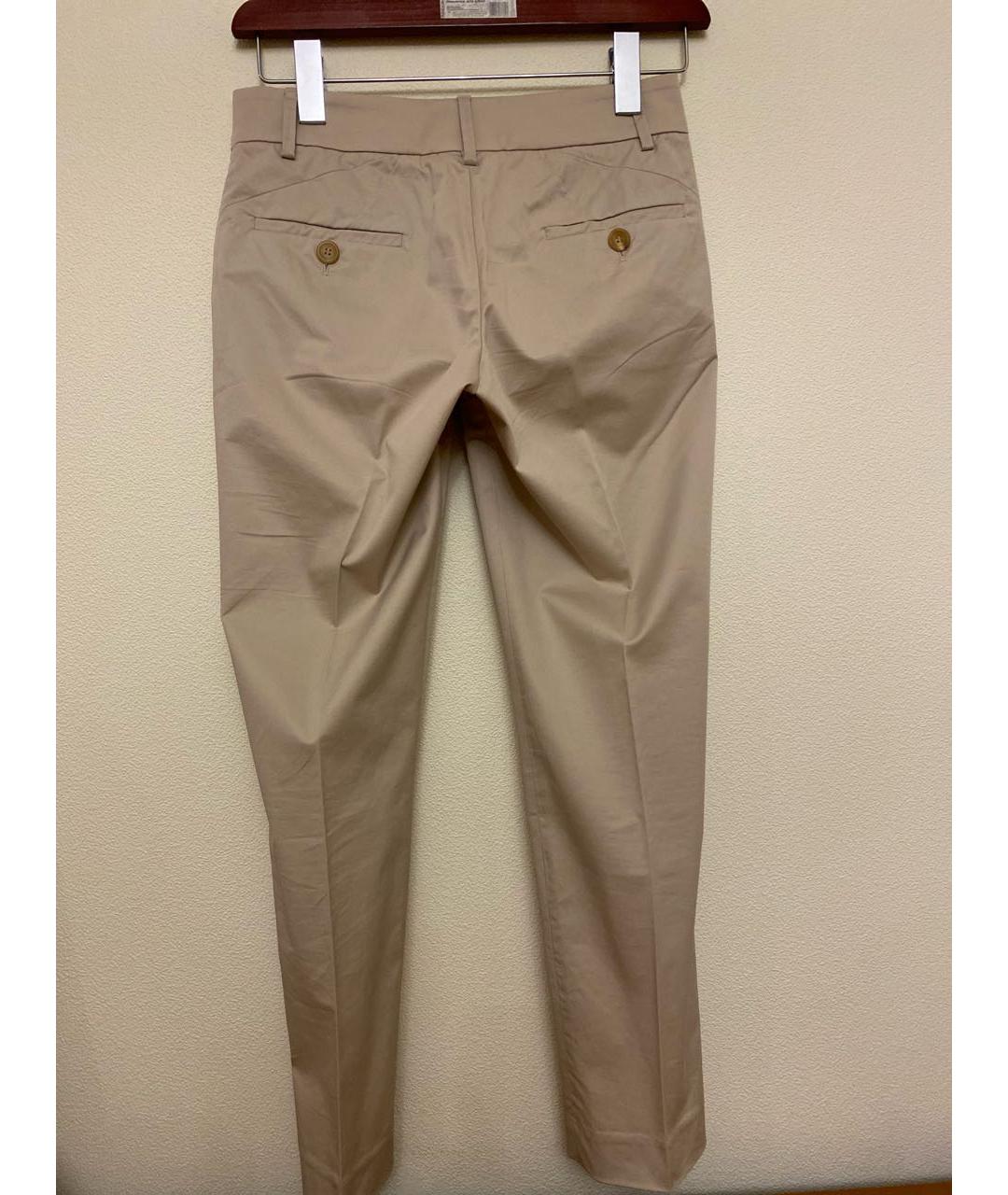 BRUNELLO CUCINELLI Бежевые хлопко-эластановые брюки узкие, фото 2