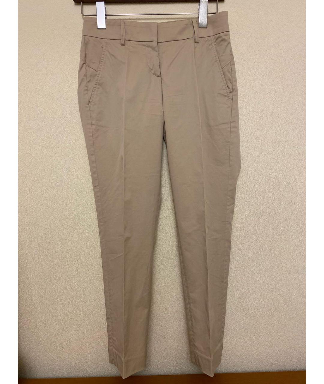 BRUNELLO CUCINELLI Бежевые хлопко-эластановые брюки узкие, фото 7