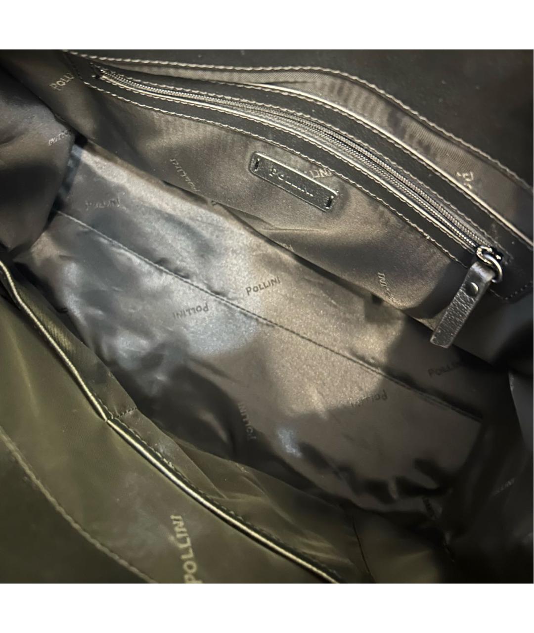 POLLINI Черная кожаная сумка с короткими ручками, фото 4