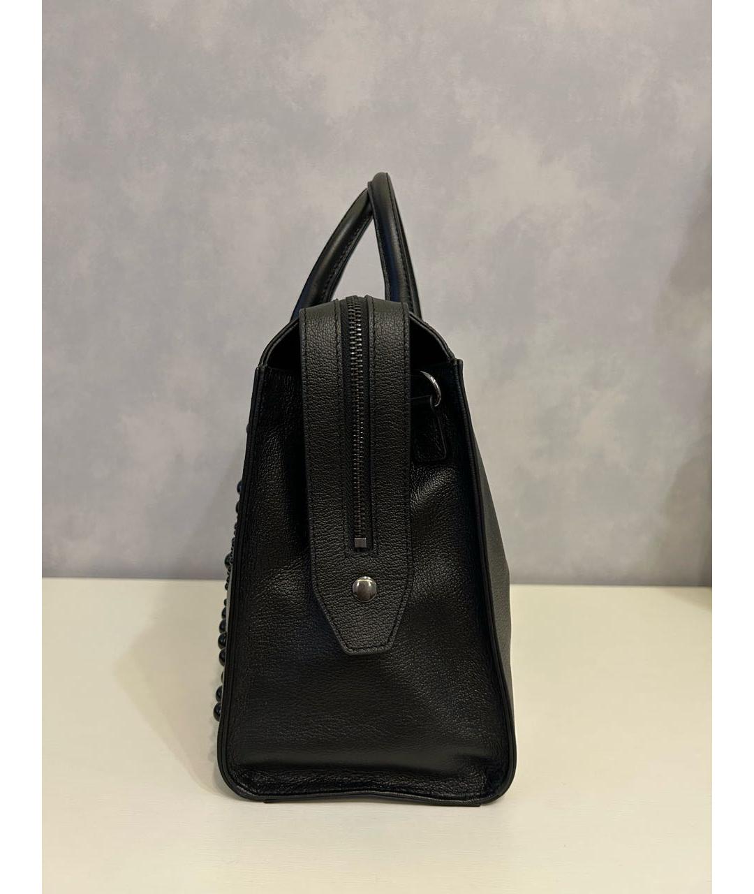 POLLINI Черная кожаная сумка с короткими ручками, фото 3
