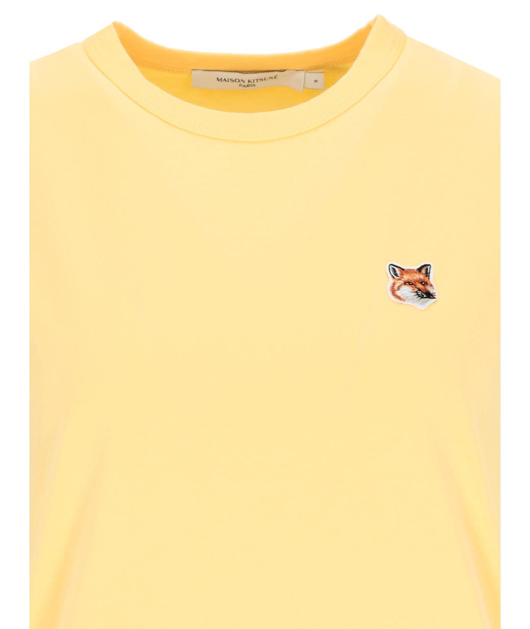MAISON KITSUNE Желтая хлопковая футболка, фото 3