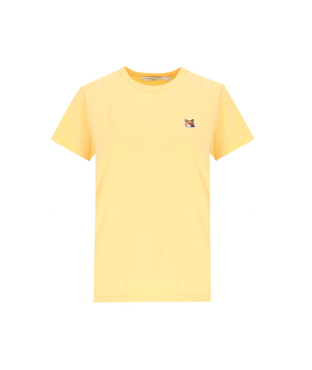 MAISON KITSUNE Желтая хлопковая футболка, фото 1