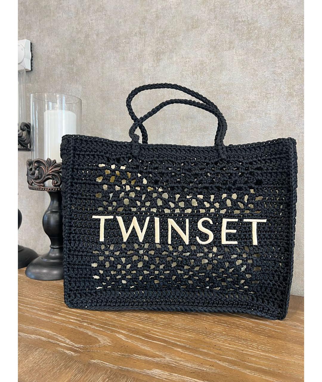 TWIN-SET Черная пляжная сумка, фото 9