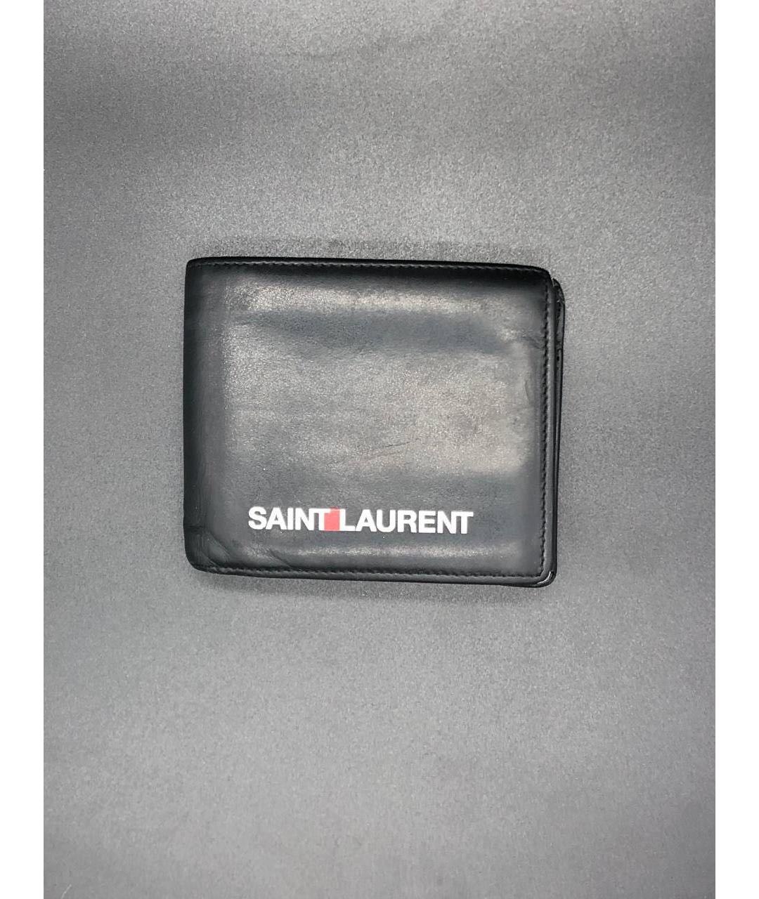 SAINT LAURENT Черный кожаный кошелек, фото 9