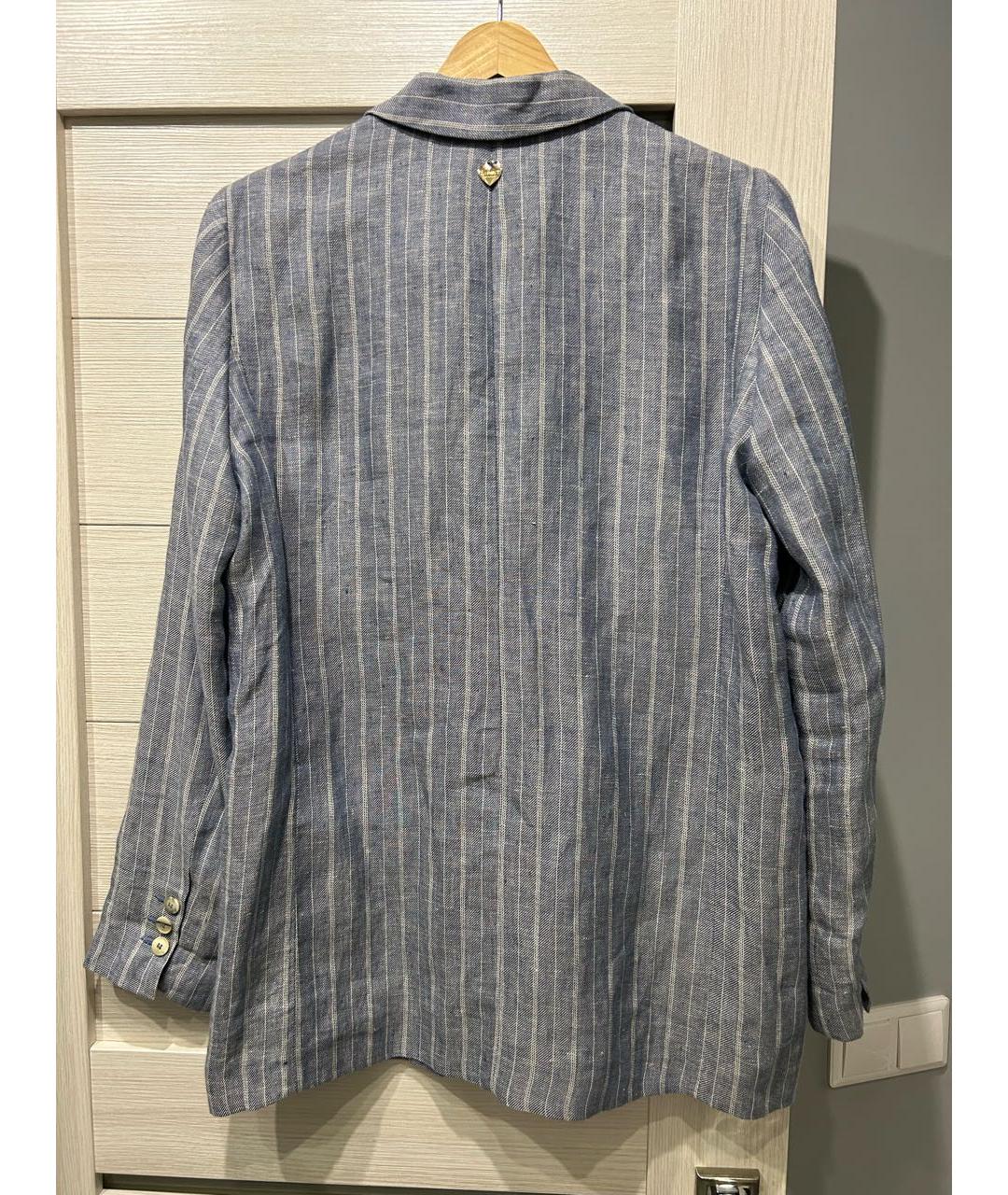 TWIN-SET Голубой льняной жакет/пиджак, фото 2