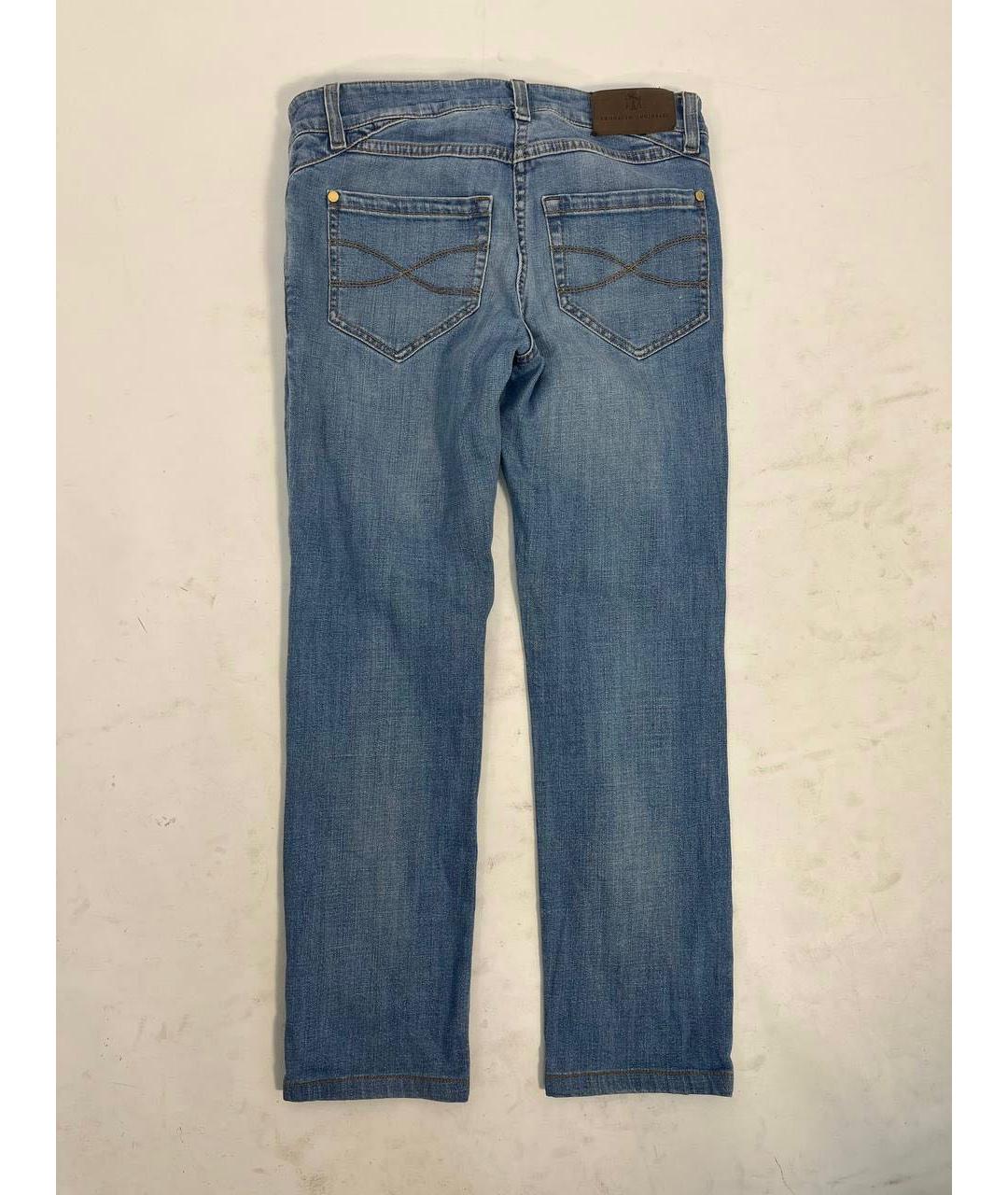 BRUNELLO CUCINELLI Синие хлопковые прямые джинсы, фото 2