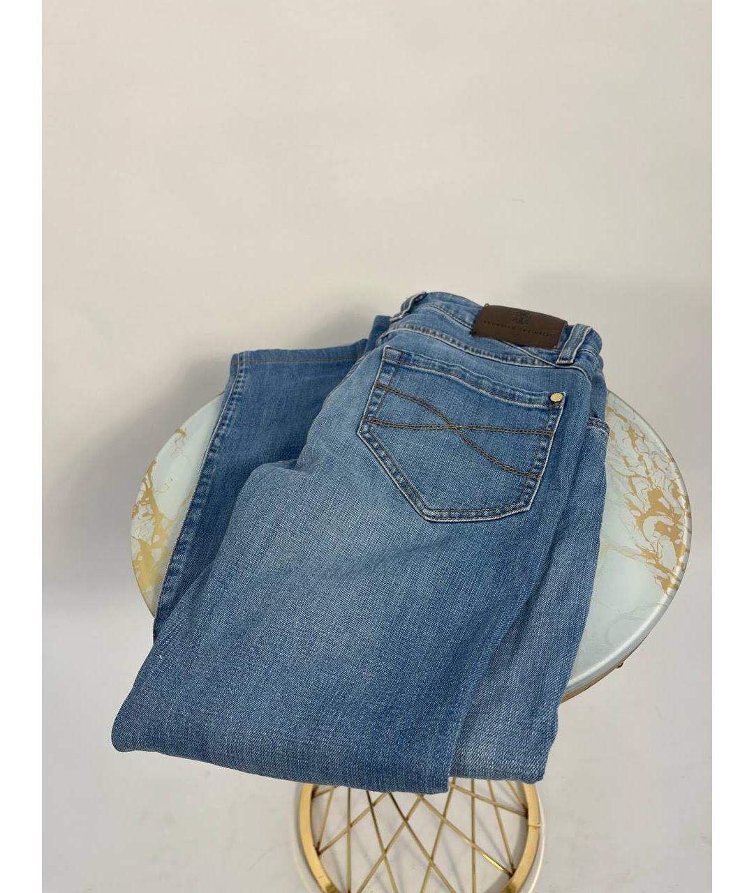 BRUNELLO CUCINELLI Синие хлопковые прямые джинсы, фото 5