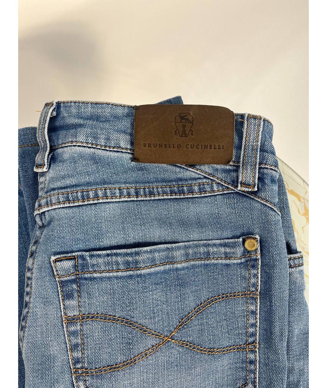 BRUNELLO CUCINELLI Синие хлопковые прямые джинсы, фото 6
