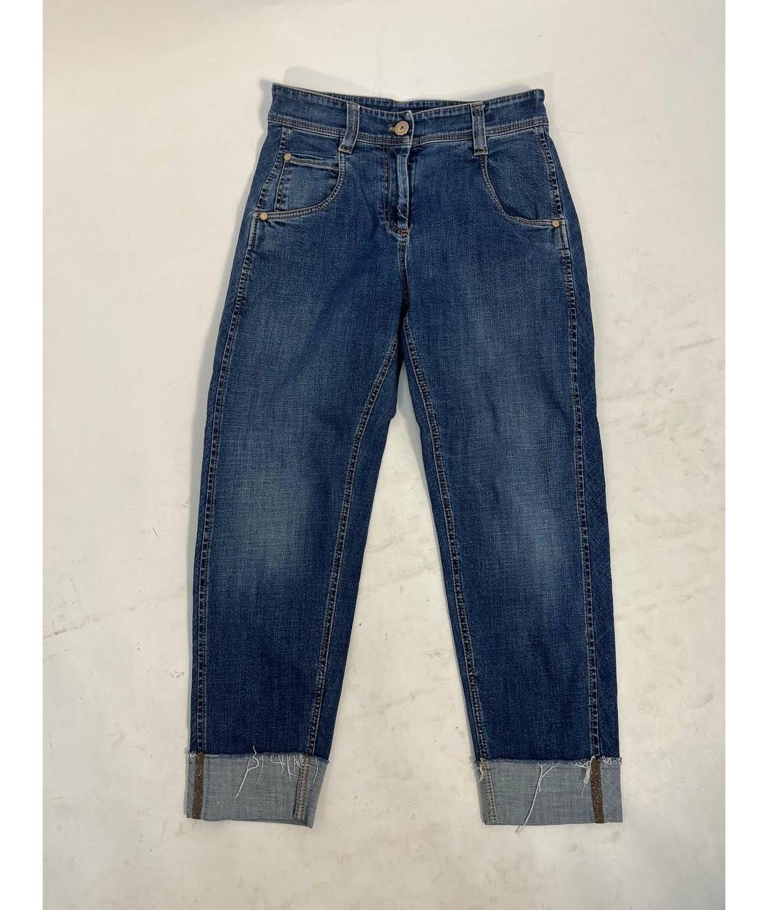 BRUNELLO CUCINELLI Синие хлопковые прямые джинсы, фото 9