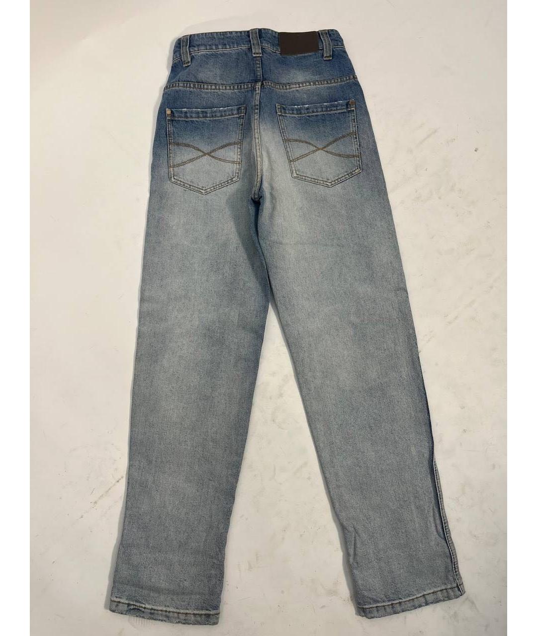 BRUNELLO CUCINELLI Синие хлопковые прямые джинсы, фото 6