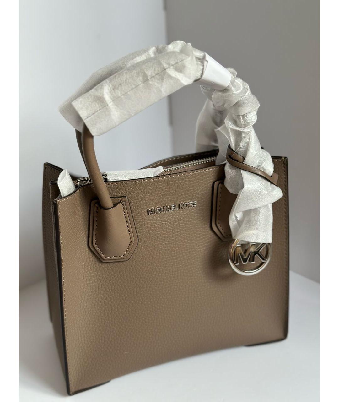 MICHAEL KORS Бежевая кожаная сумка через плечо, фото 4