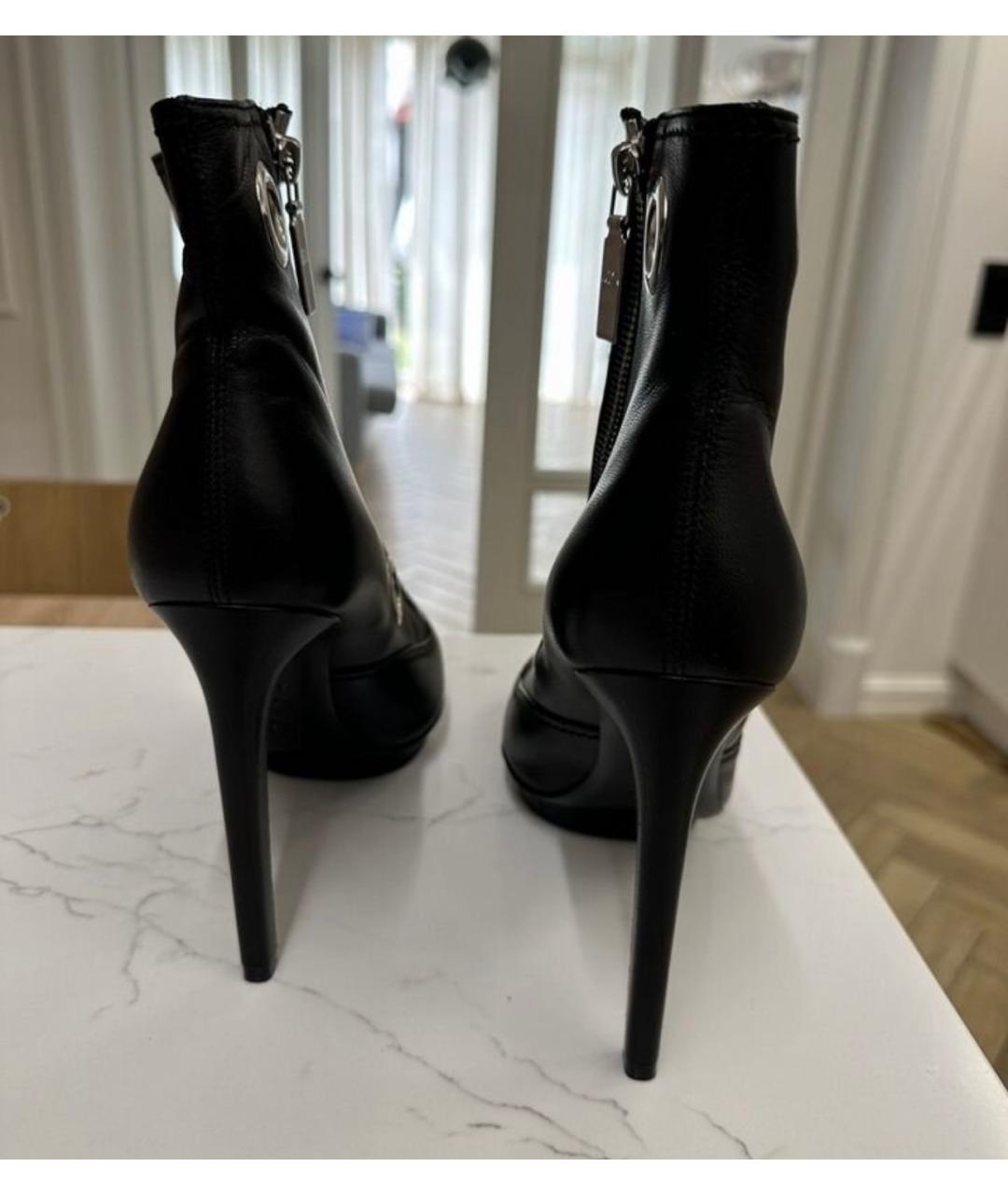 ALEXANDER MCQUEEN Черные кожаные ботильоны, фото 4