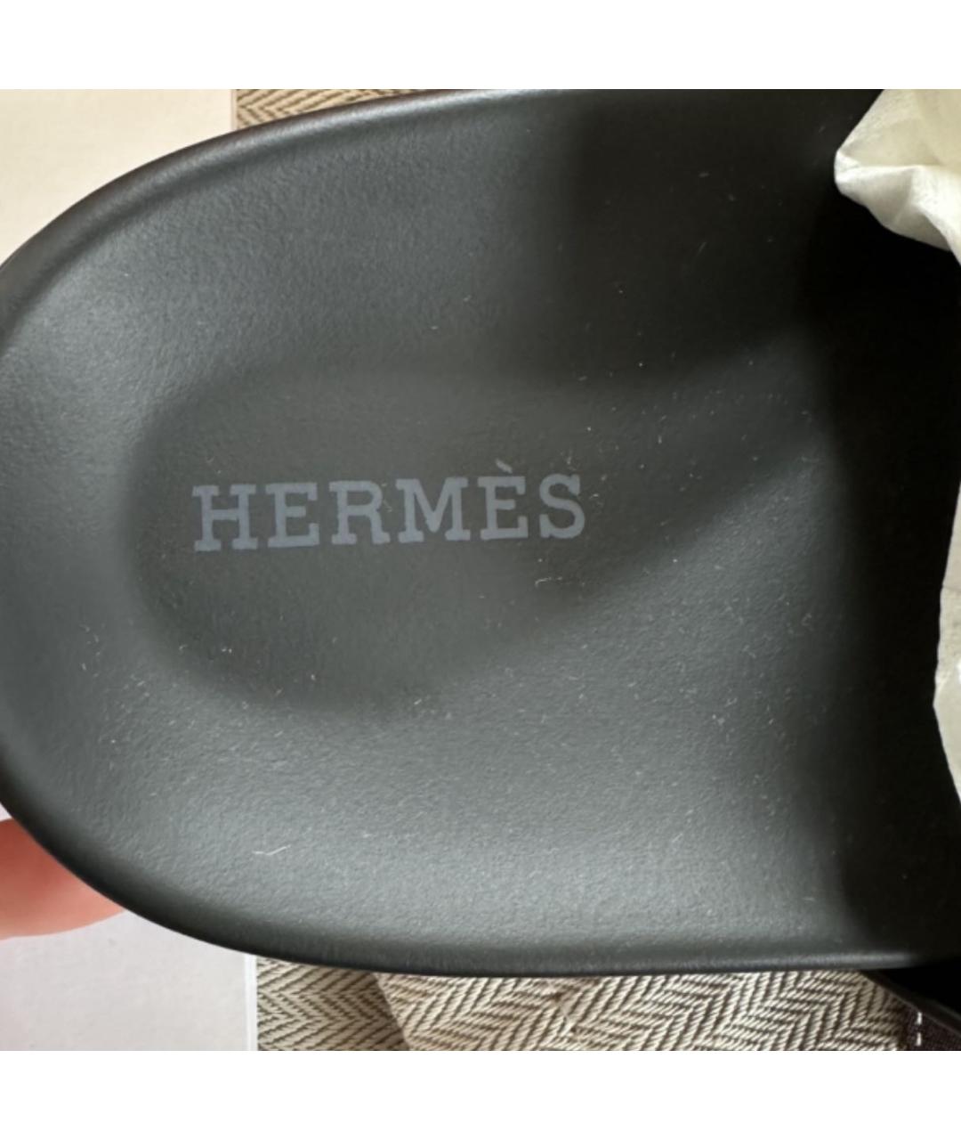 HERMES PRE-OWNED Черные кожаные шлепанцы, фото 6