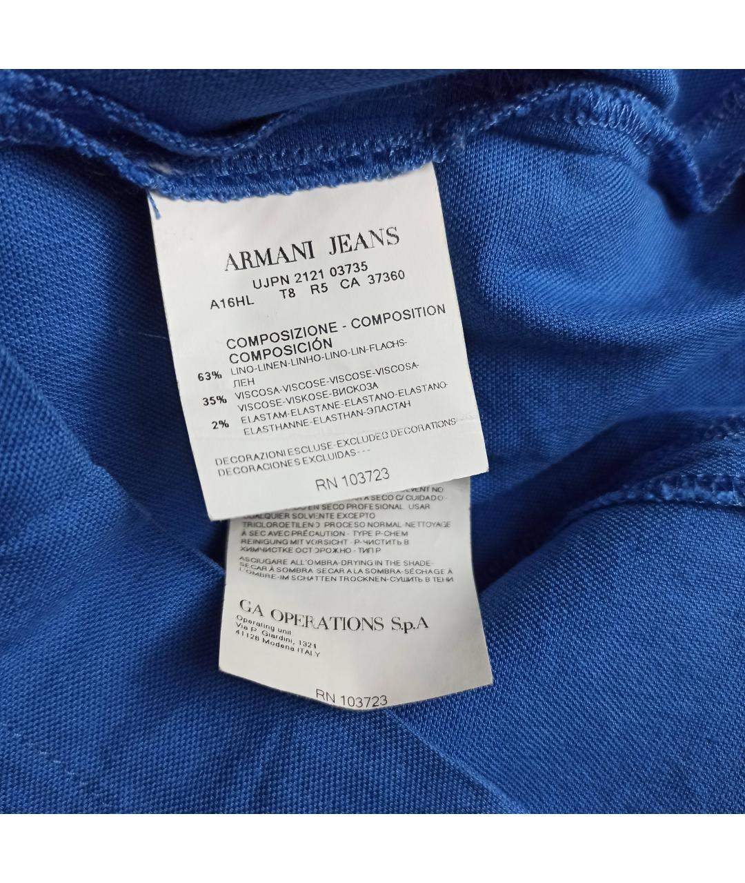ARMANI JEANS Синее льняное повседневное платье, фото 3