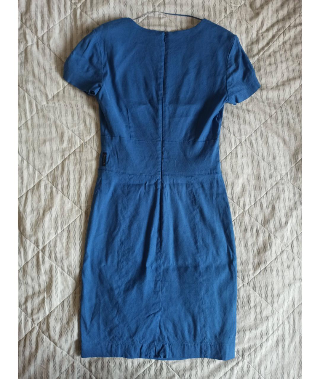 ARMANI JEANS Синее льняное повседневное платье, фото 4