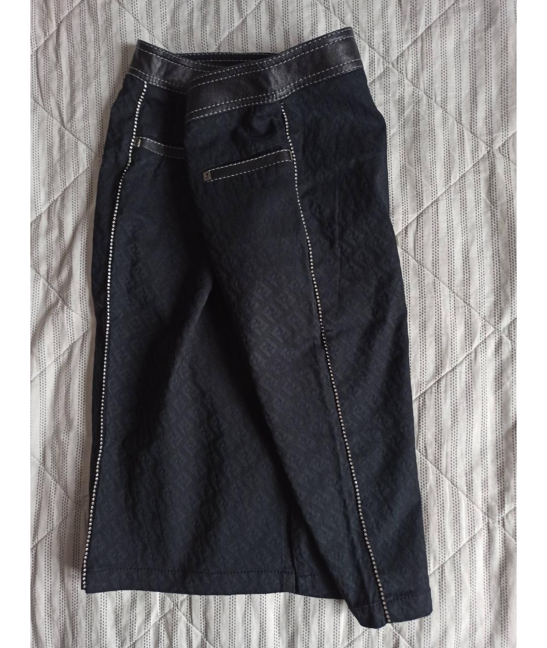 FENDI Черная хлопко-эластановая юбка мини, фото 7