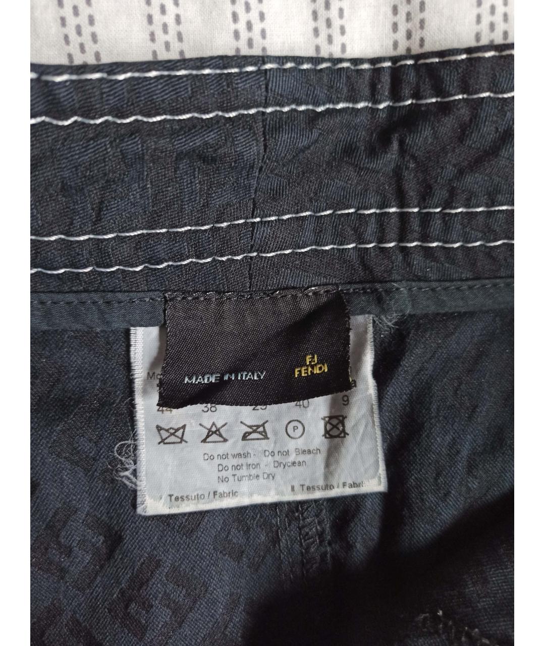 FENDI Черная хлопко-эластановая юбка мини, фото 3