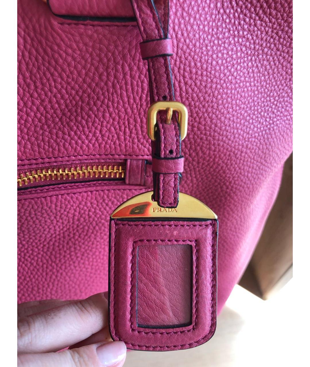 PRADA Розовая кожаная сумка через плечо, фото 8