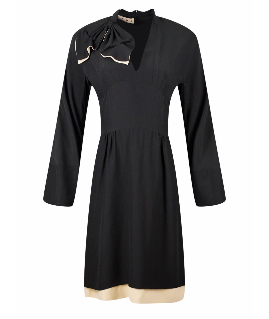 MARNI Черное шелковое коктейльное платье, фото 1