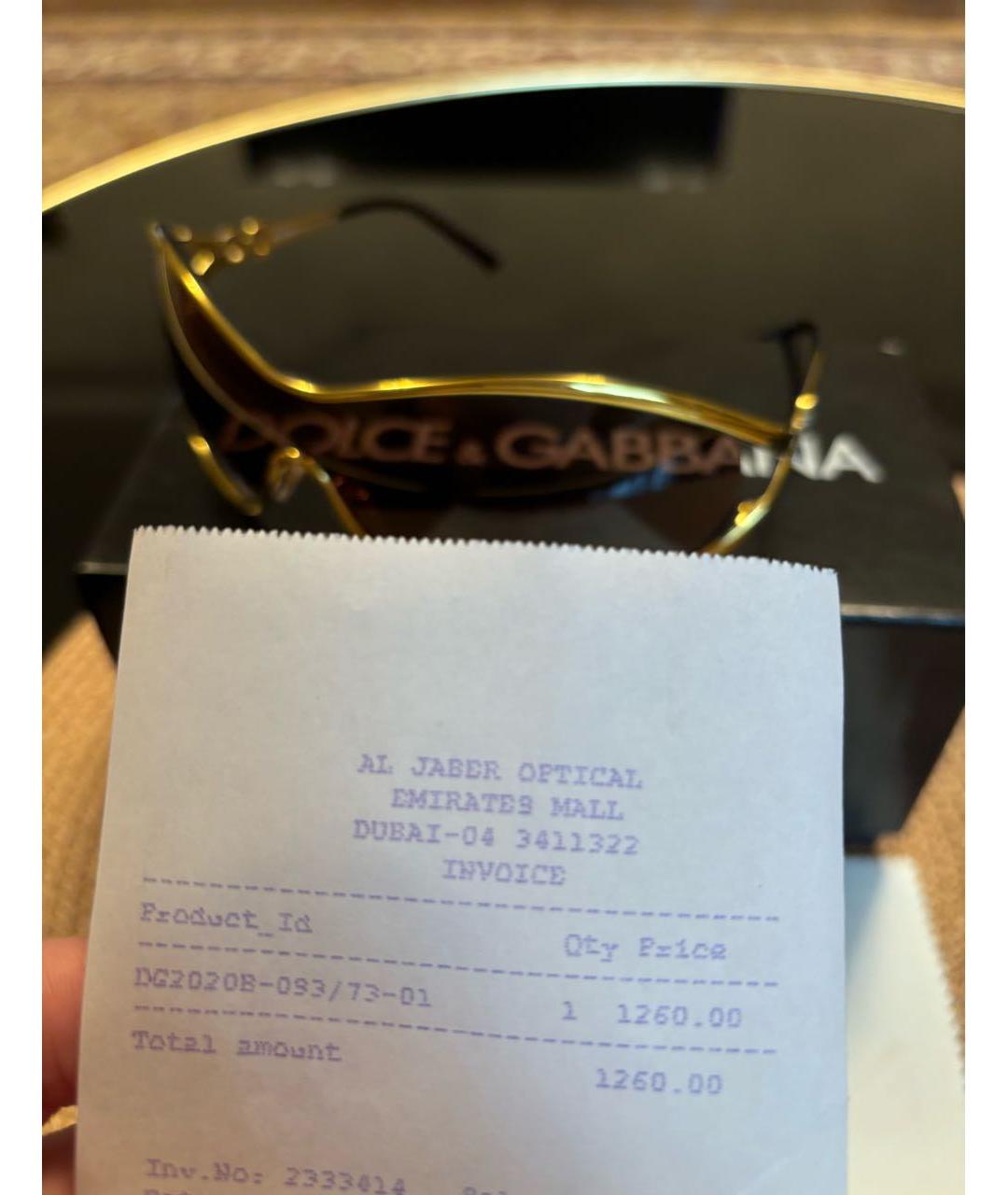 DOLCE&GABBANA Золотые металлические солнцезащитные очки, фото 7