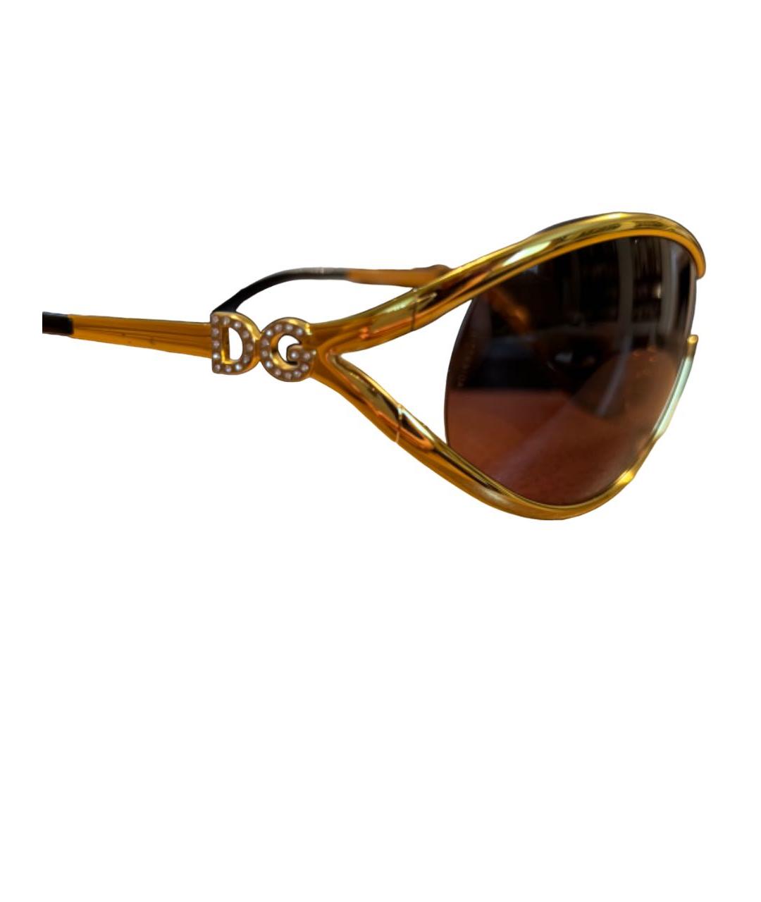 DOLCE&GABBANA Золотые металлические солнцезащитные очки, фото 3
