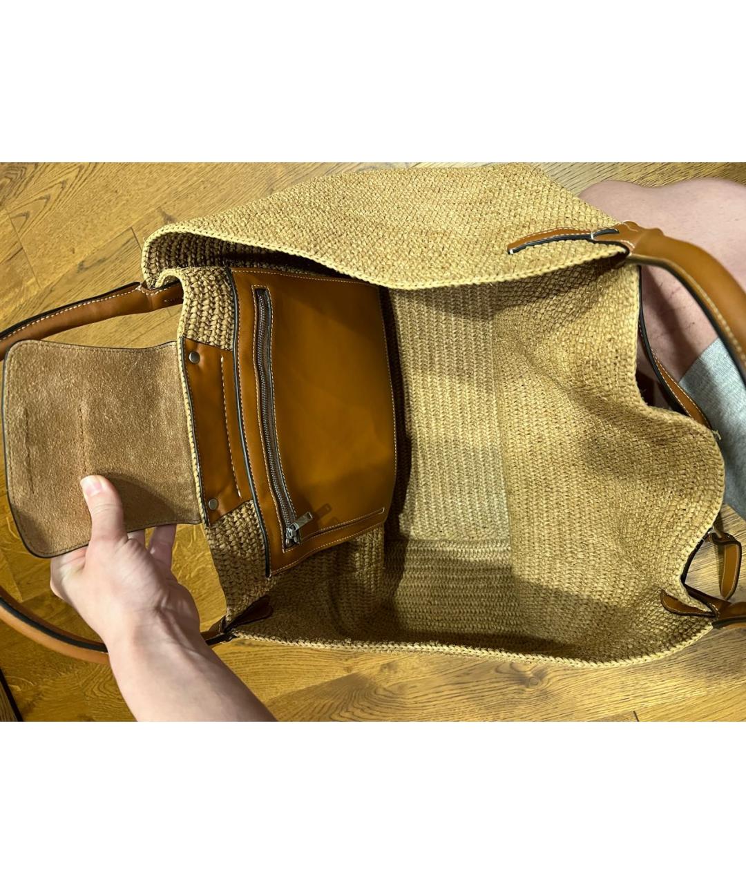 CELINE PRE-OWNED Коричневая пелетеная пляжная сумка, фото 4