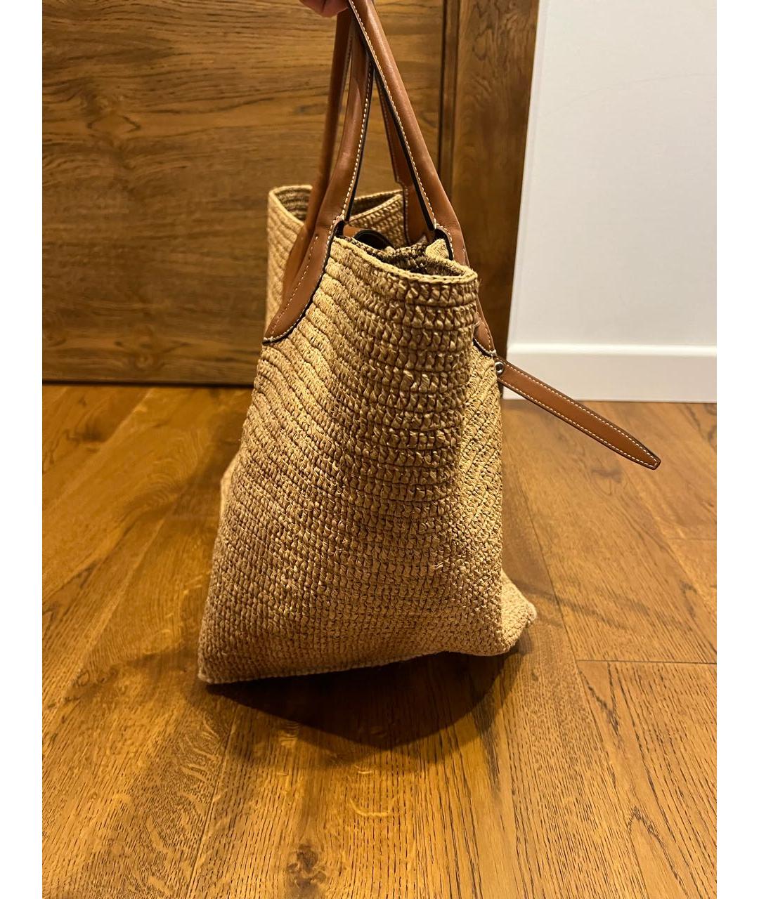 CELINE PRE-OWNED Коричневая пелетеная пляжная сумка, фото 2