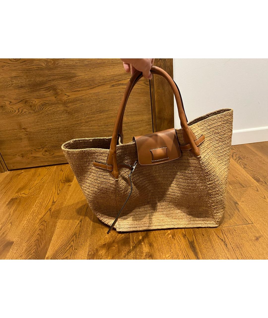 CELINE PRE-OWNED Коричневая пелетеная пляжная сумка, фото 3