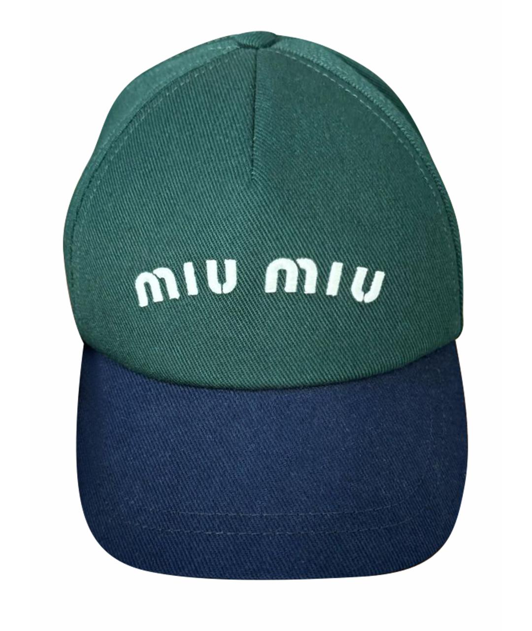 MIU MIU Темно-синяя хлопковая кепка, фото 1
