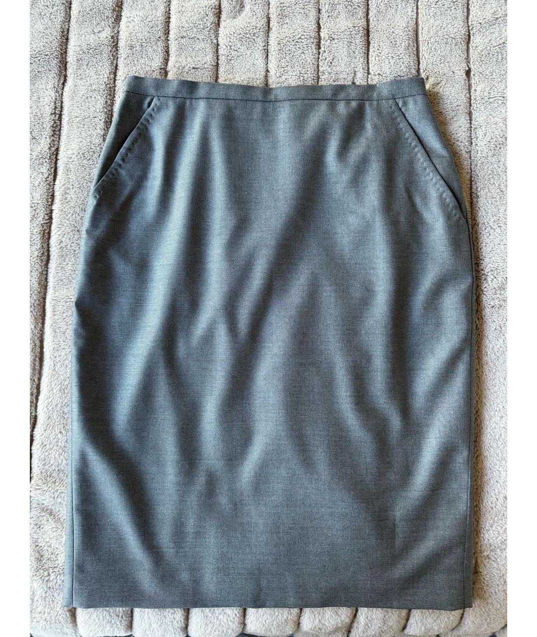 MAX MARA Серая шерстяная юбка миди, фото 4