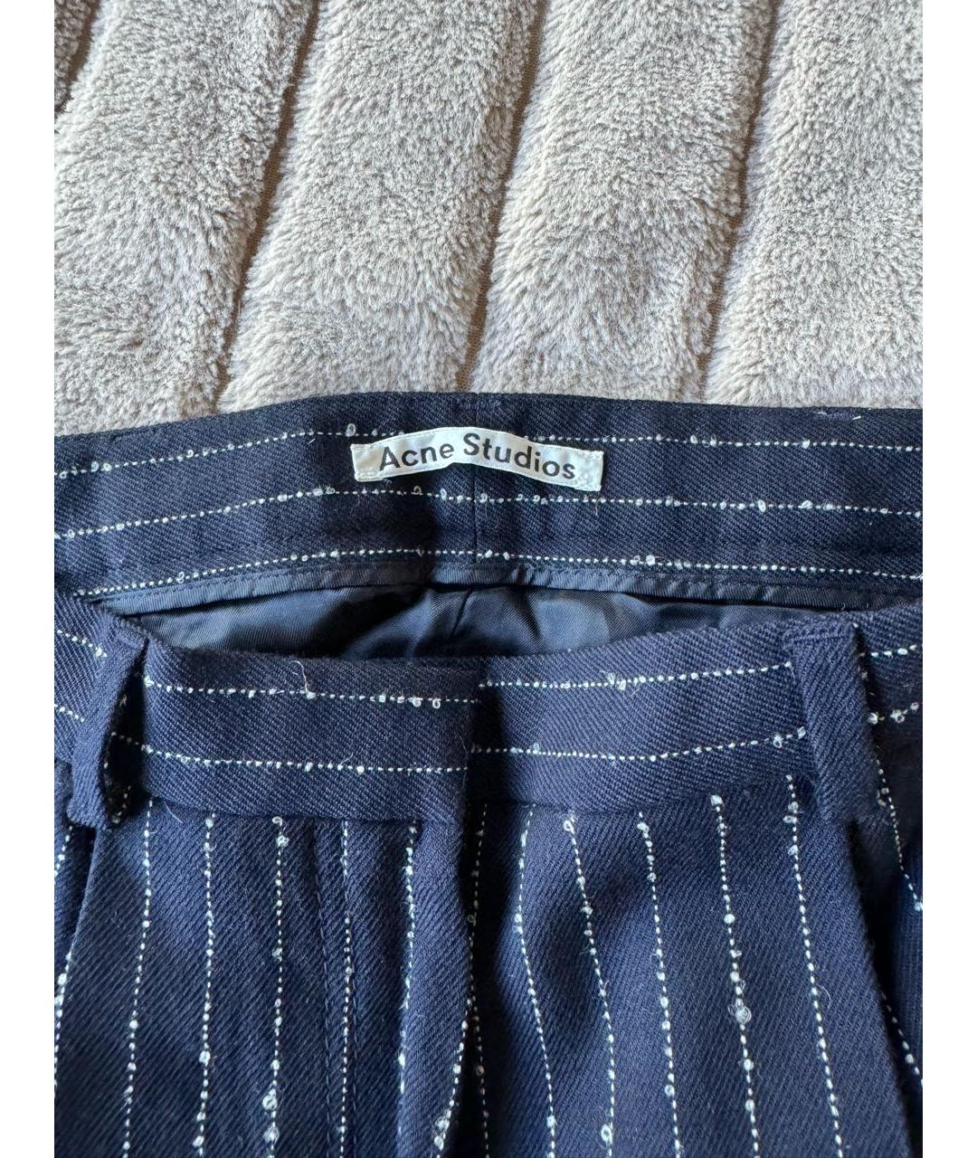 ACNE STUDIOS Темно-синие шерстяные брюки широкие, фото 4