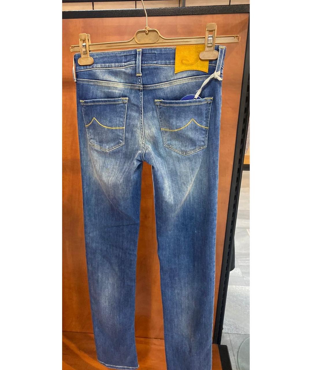 JACOB COHEN Голубые хлопко-эластановые прямые джинсы, фото 2