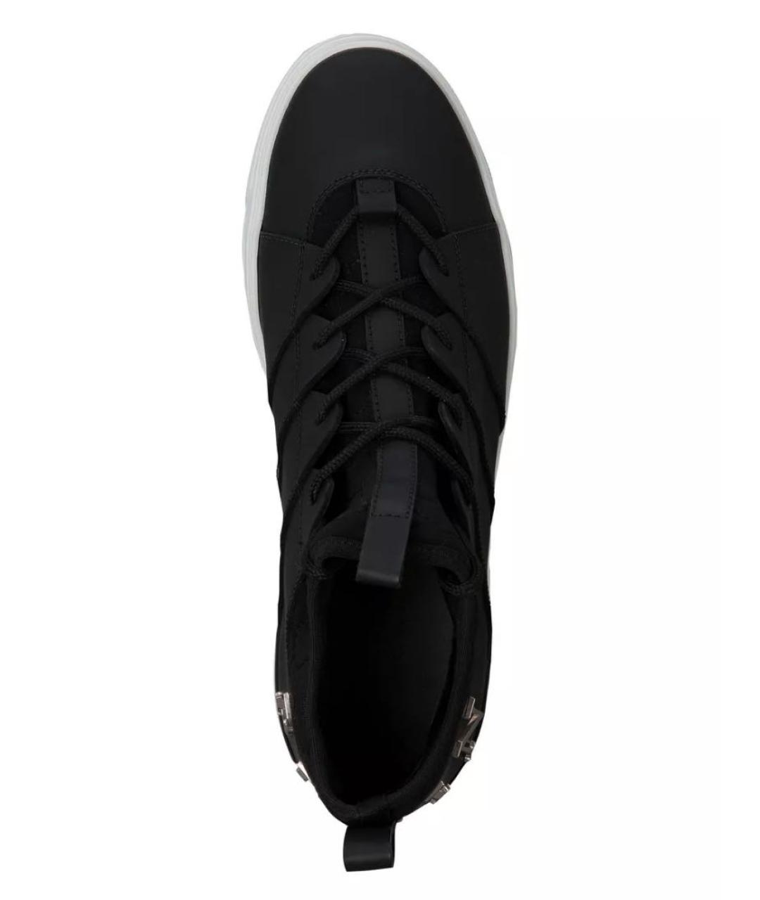 PHILIPP PLEIN Черные кожаные высокие кроссовки / кеды, фото 3