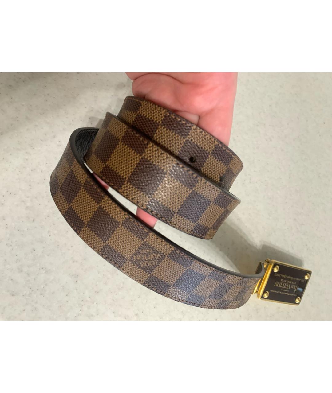 LOUIS VUITTON PRE-OWNED Коричневый кожаный ремень, фото 4