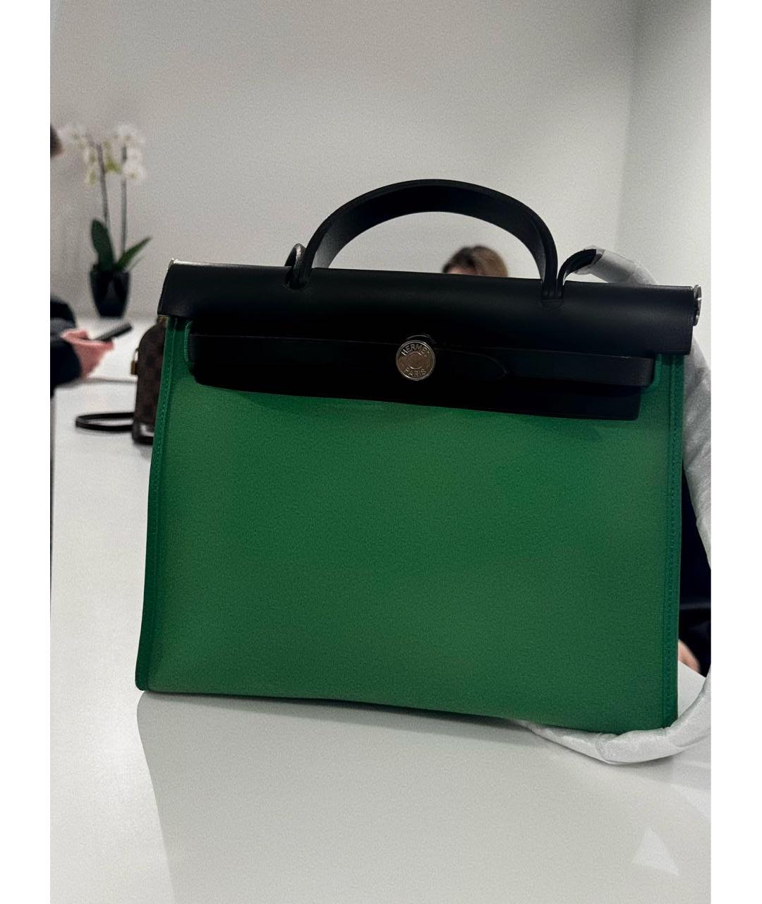 HERMES PRE-OWNED Зеленая сумка с короткими ручками, фото 3